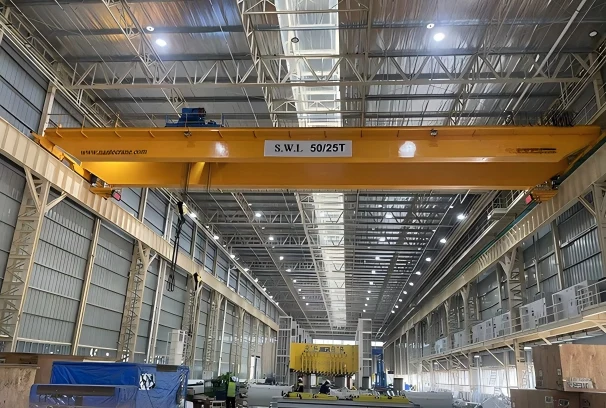 50/25 Ton Double Girder Overhead Crane Commissioned for Manufacturing Plant
